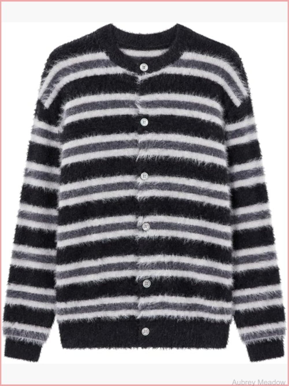 Fluffy Knit Cardigan Long Sleeve Button Front Loose Fit Cozy Sweater